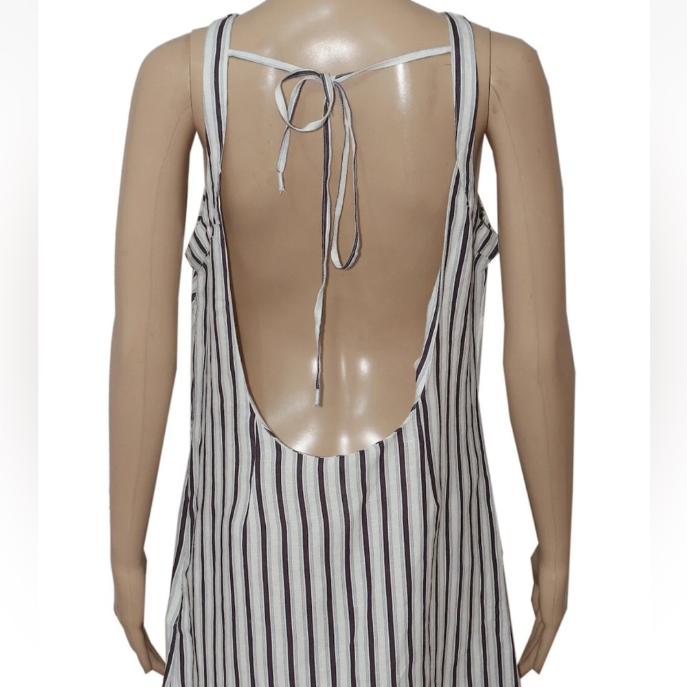 Anthropologie striped linen low back Dress new small - Picture 6 of 7